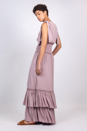 Ebrill Silk Ruffle Dress | Lilac