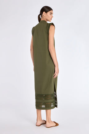 Maki Nehru Collar Dress | Olive