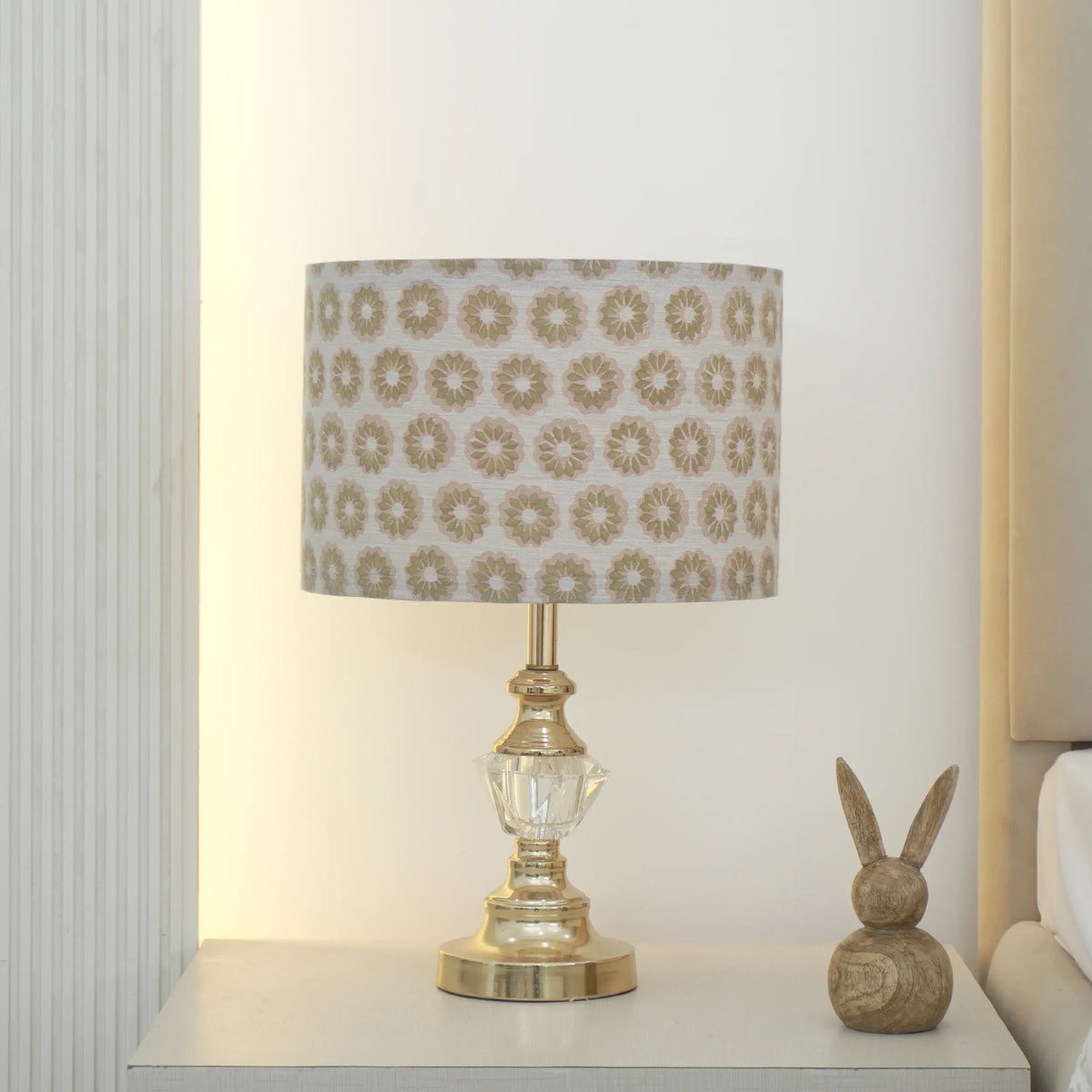 Home Decor Block Printed Linen Blend Drum Lampshade - Bulbul