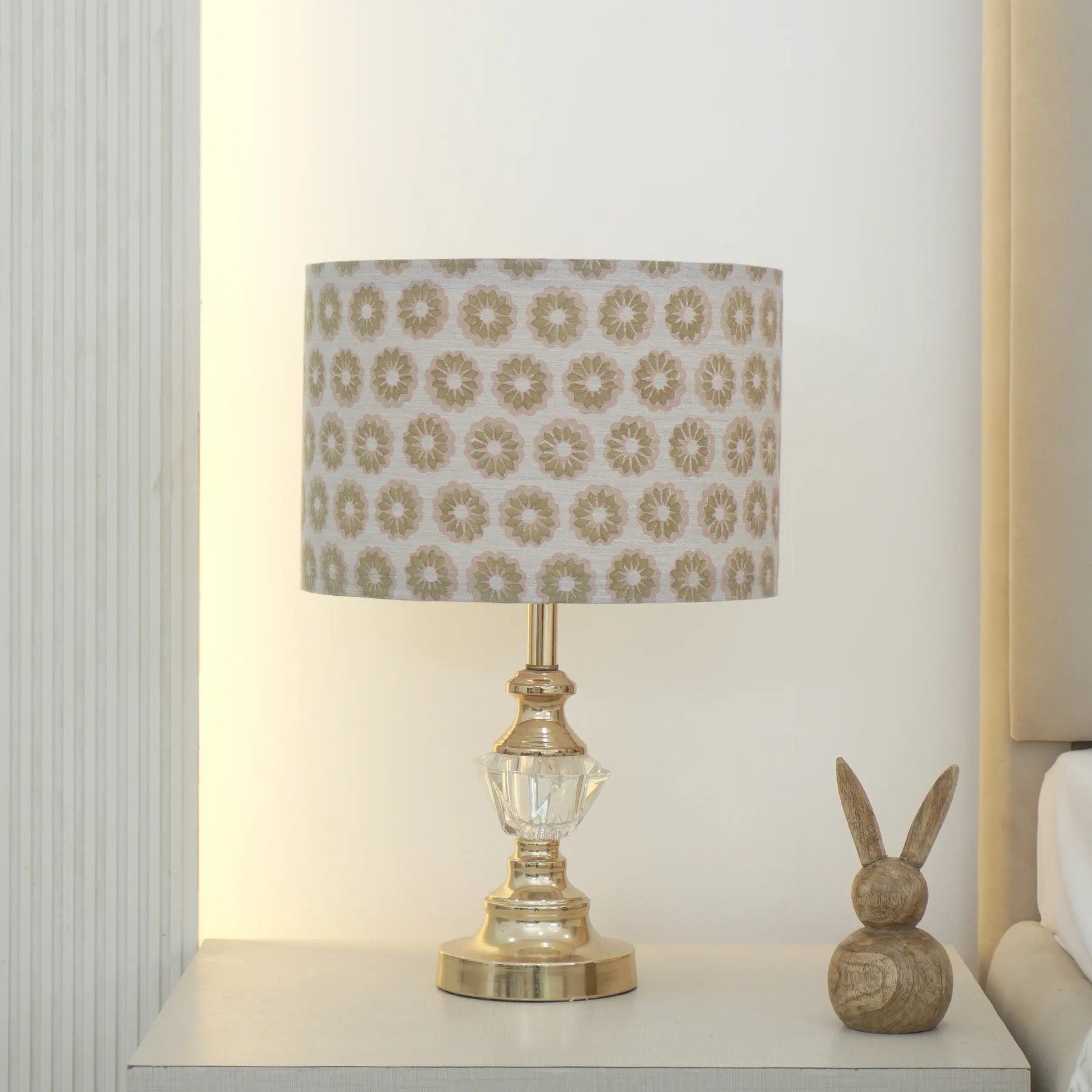 Home Decor Block Printed Linen Blend Drum Lampshade - Bulbul