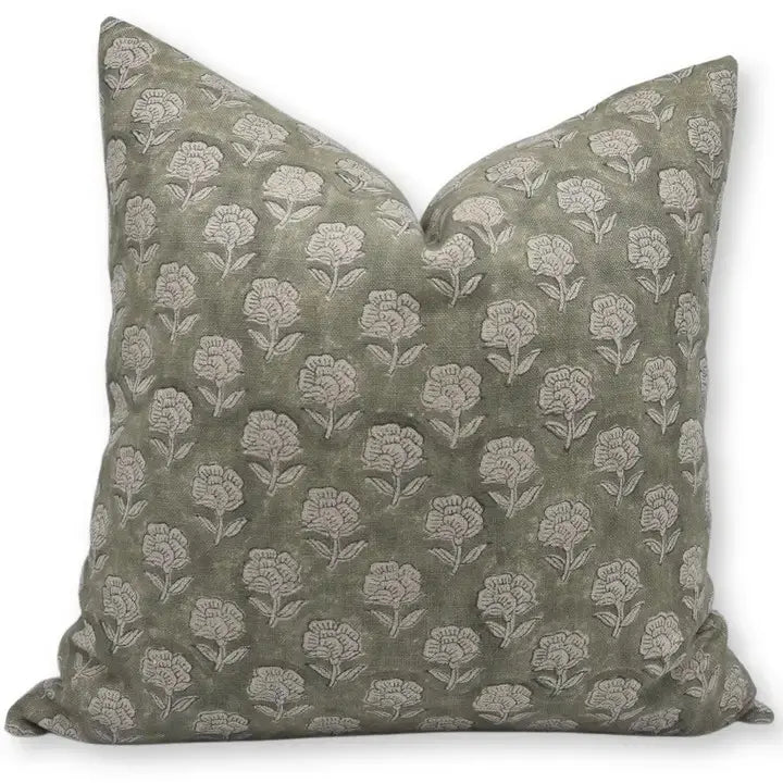Indian  Block Design Print Thick Linen Pillow Cover- Rohini