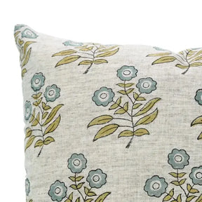 Floral Hand Block Printed Viscose Linen Pillow Cover - Neha
