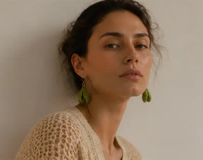 Aros Lire Green Ceramic Earrings