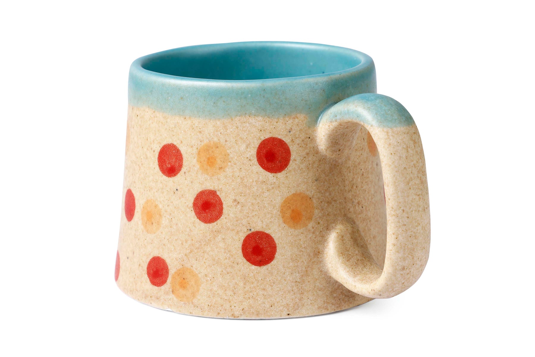 Polka Dot Ceramic Mug - Brown , 2.8 x 3 Inches - set of 4