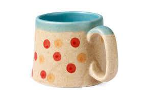 Polka Dot Ceramic Mug - Brown , 2.8 x 3 Inches - set of 4