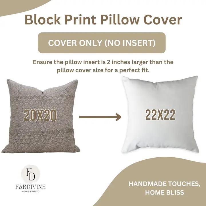 Classic Indian Block Print Boho Pure Linen Pillow Cover- Gulmohar