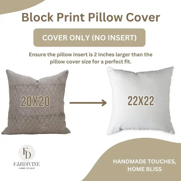 Classic Indian Block Print Boho Pure Linen Pillow Cover- Gulmohar