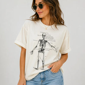 Vintage Human Anatomy Skeleton Graphic T-Shirt – Unisex Ivory Tee