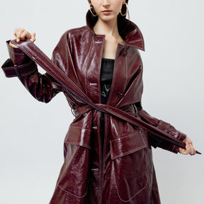 BRIA LEATHER TRENCH COAT