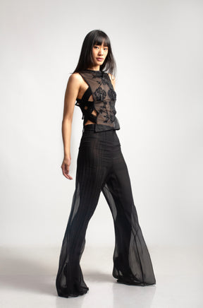 Sheer Pin Tuck Trousers