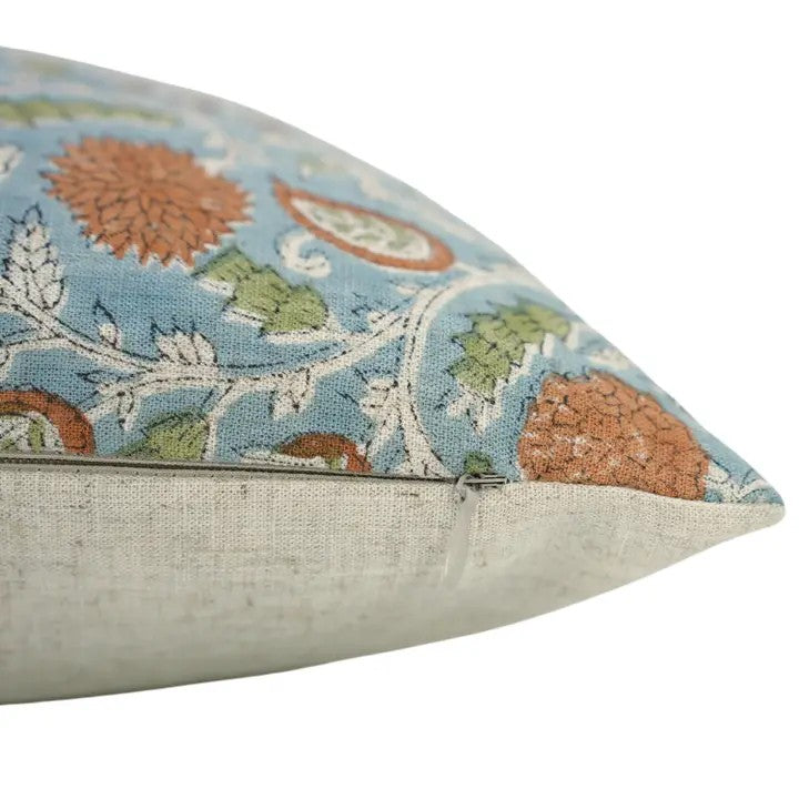 Traditional Hand Block Print Viscose Linen Pillow Cover - Gopi