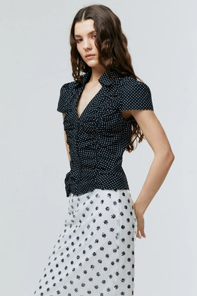 MARIELLE POLKADOT RUCHED BLOUSE