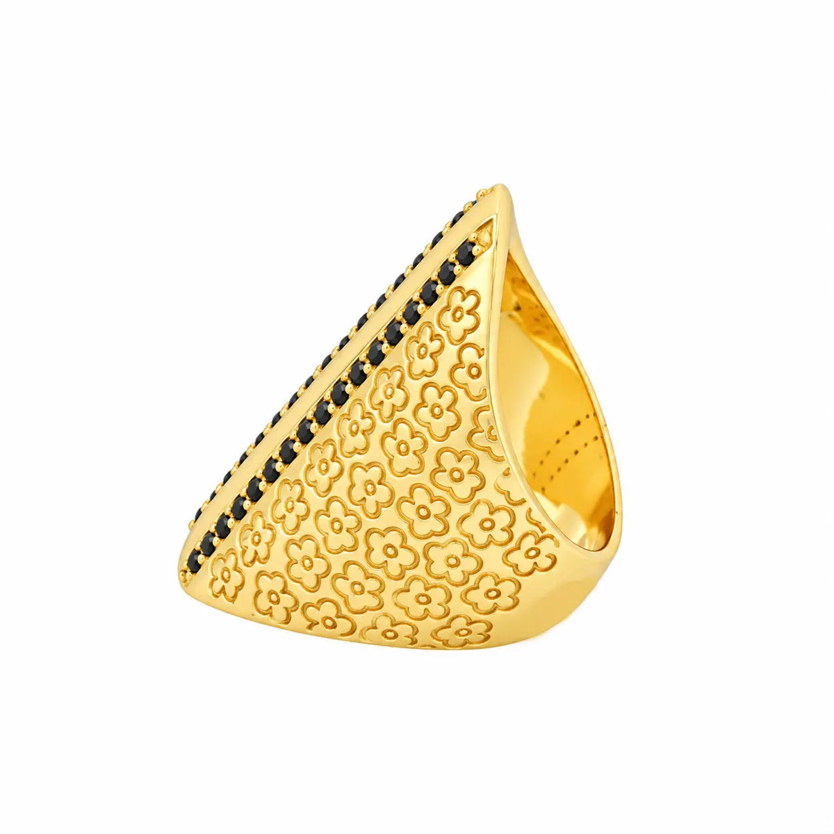 18k Gold Vermeil Eclipse Flower Onyx Ring