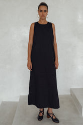 Beloved Cara Slip on Cotton Maxi Dress - Black