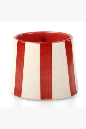 Ceramic Red Stripe Coffee Cup- 220ml (set Of 2)