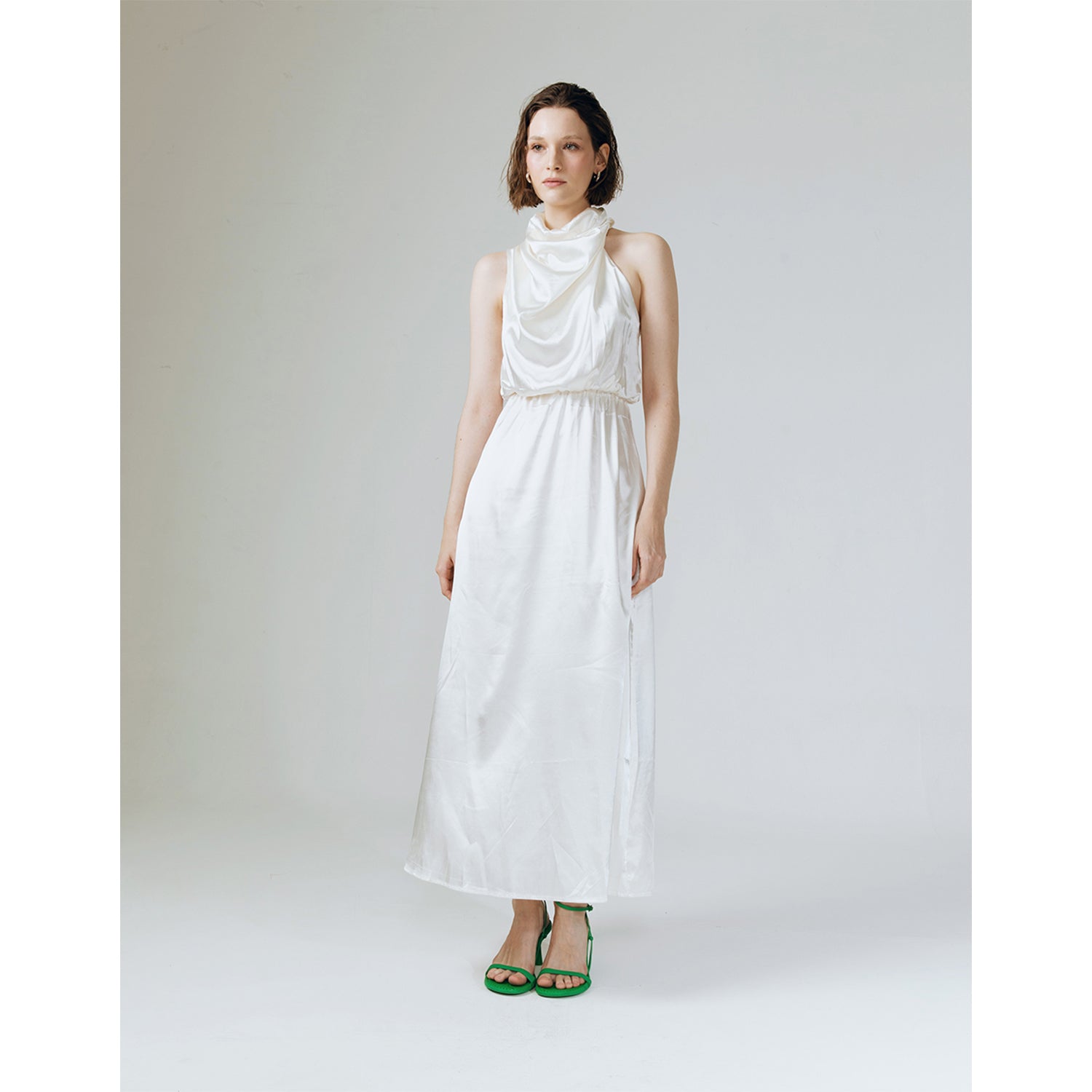 AMELIA RUFFLE NECK DRESS