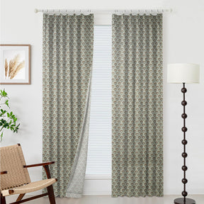 Handcrafted Print Thick Linen Pleated Curtain- Juju Flower