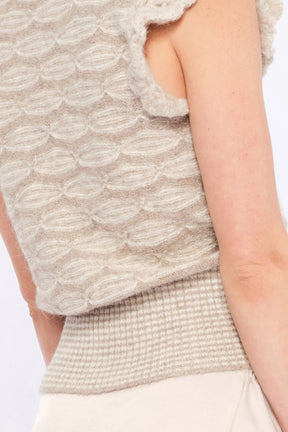 Beca Crochet Sleeve Alpaca Vest | Beige Melange