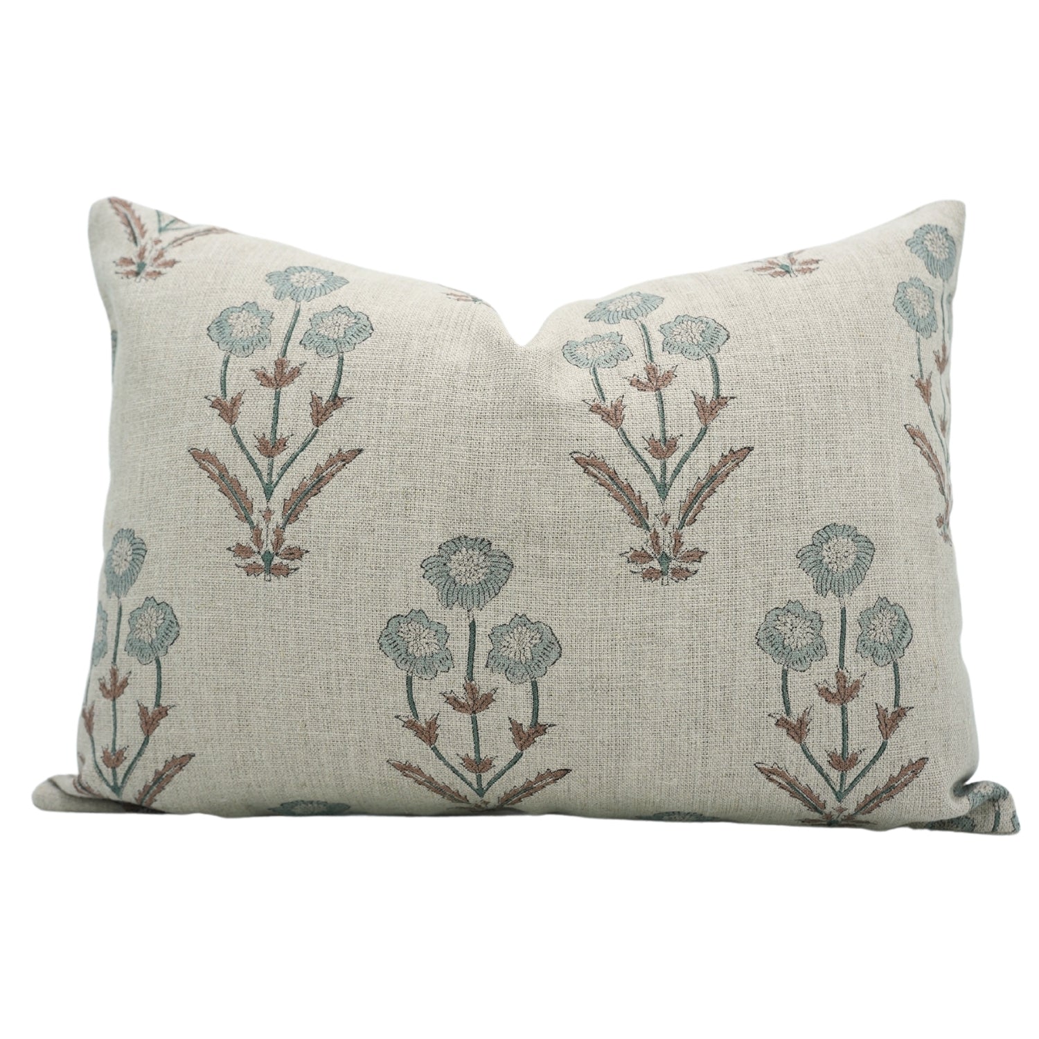 Premium Hand Block Printed Thick Linen Lumbar Pillow Cover - Amitabh