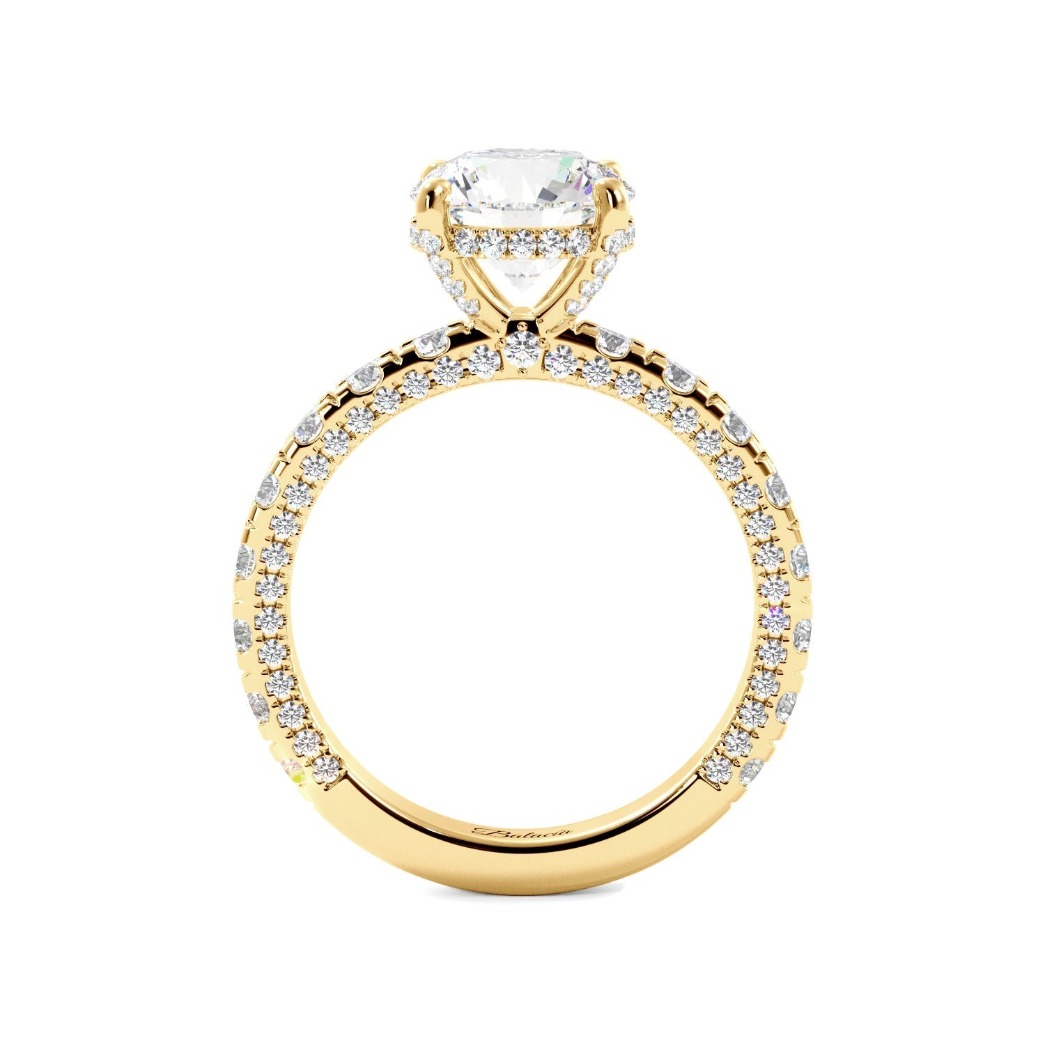 Round Diamond Iced Out Micropave Engagement Ring