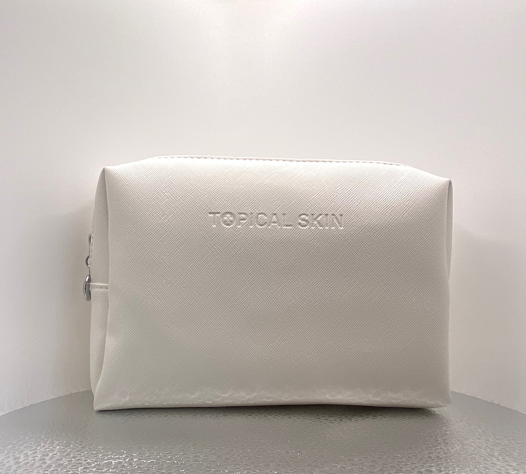 Vegan Saffiano Leather Classic Cosmetic Bag with zipper