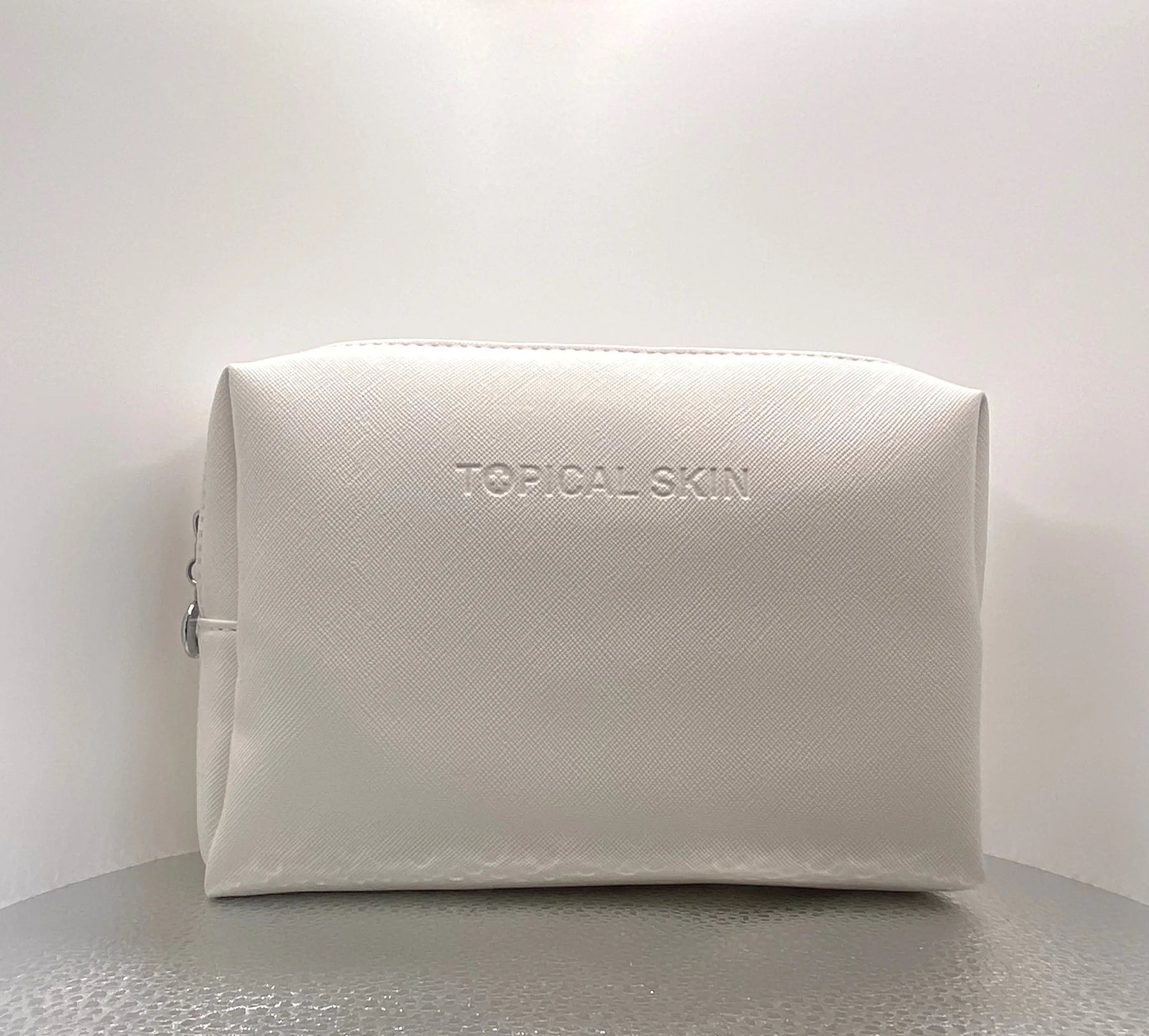Vegan Saffiano Leather Classic Cosmetic Bag with zipper