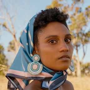 ONEOFEACH Signature Print Scarf | Mosaic Blue