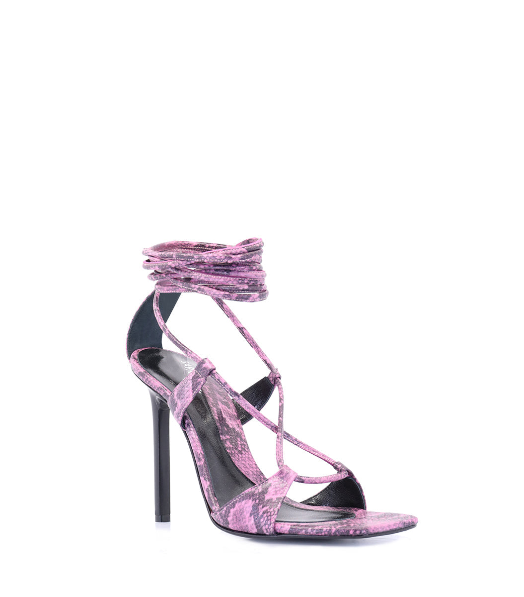 Glam Pink Reptile Heel Sandals gadot