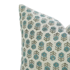 Hancrafted Hand-Craved Block Printed Design Pure Linen Pillow Cover - Tulsi Buti
