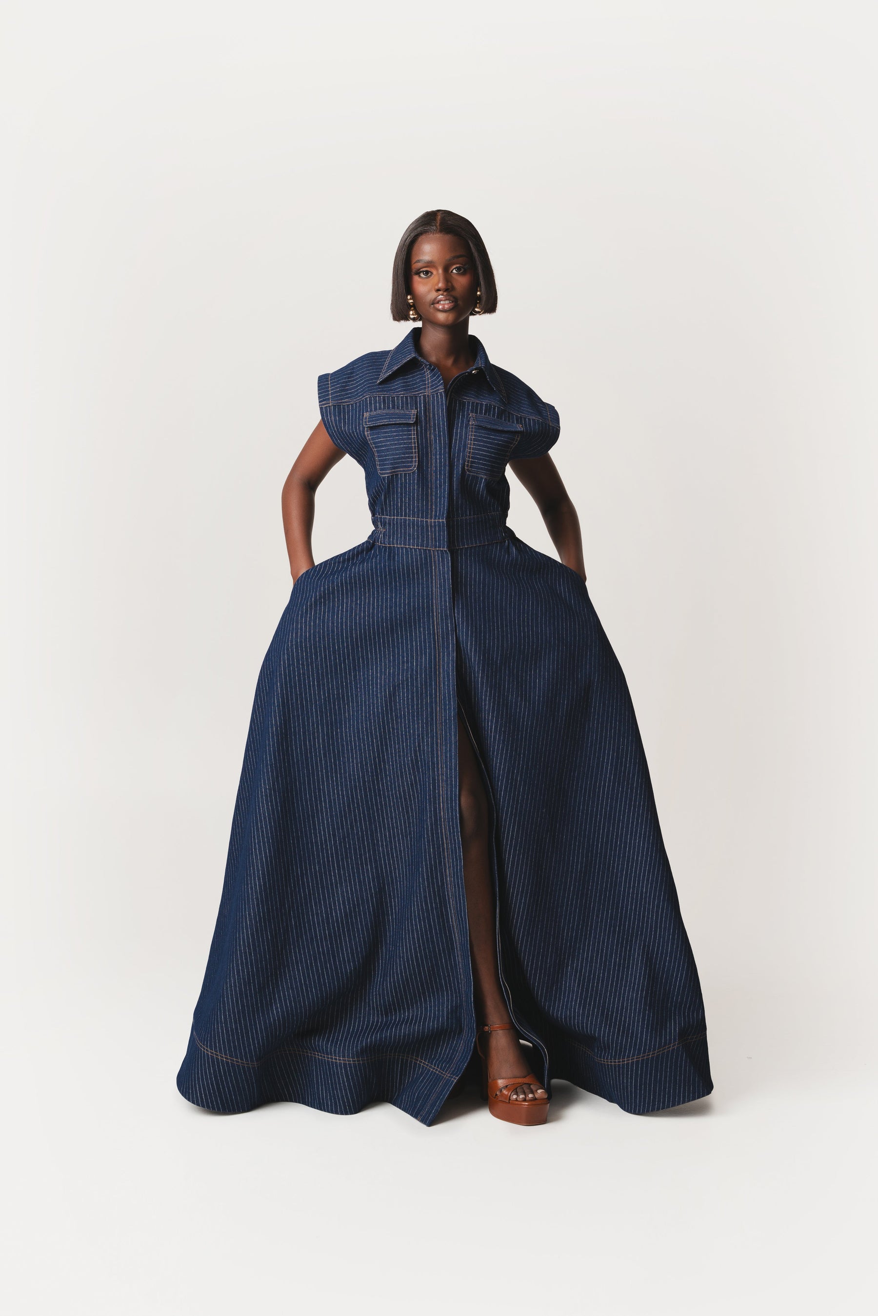 Denim Pinstripe EMMA Maxi Dress