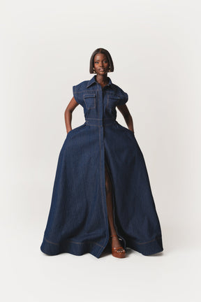 Denim Pinstripe EMMA Maxi Dress