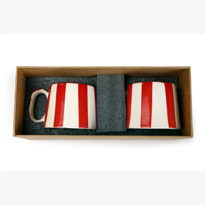 Ceramic Red Stripe Coffee cup- 220ml (Set of 2)