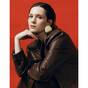 CLASSIC LONG BROWN LEATHER BLAZER