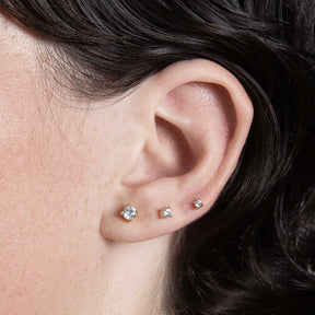 3 Gold Pave Earring Stud Set