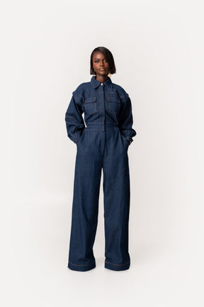 Denim Pinstripe JAKKI Jumpsuit