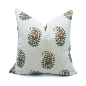 Decorative Block Print Heavy Viscose Linen Pillow Cover- Lakshita