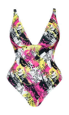 Curvy Kate Sea Leopard Plunge Swimsuit Print Mix