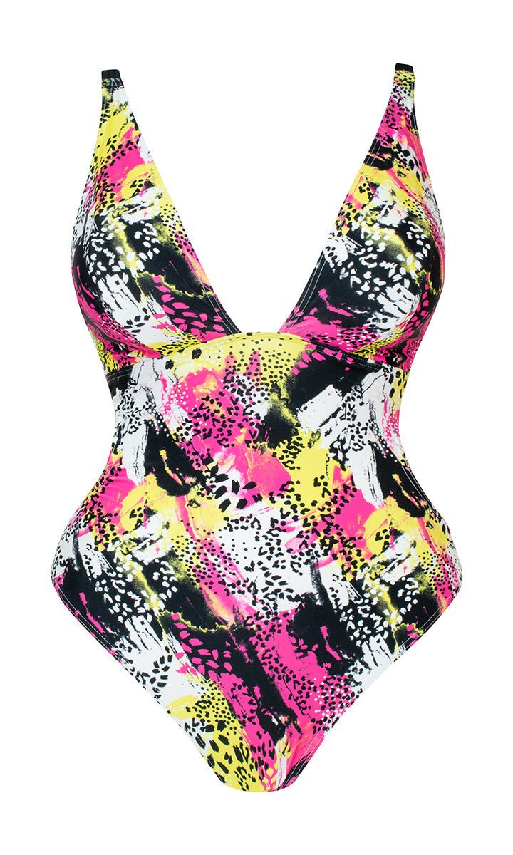 Curvy Kate Sea Leopard Plunge Swimsuit Print Mix