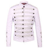 White Leather Jacket with Suede Details