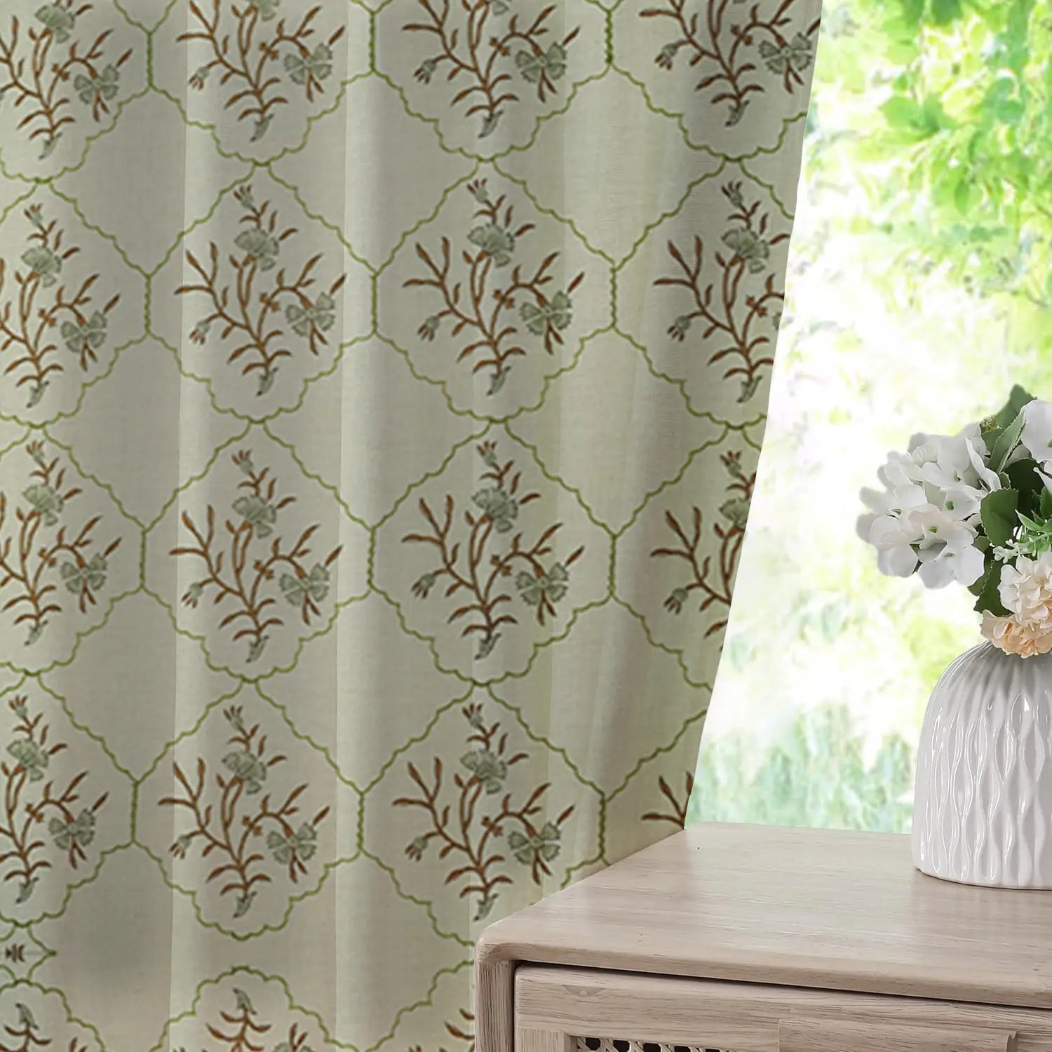 Boho Hanging Pure Linen Pleated Curtain  - Vidhya