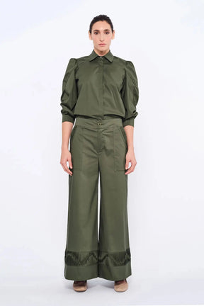 Bimba Puff Sleeve Stretch Cotton Blouse