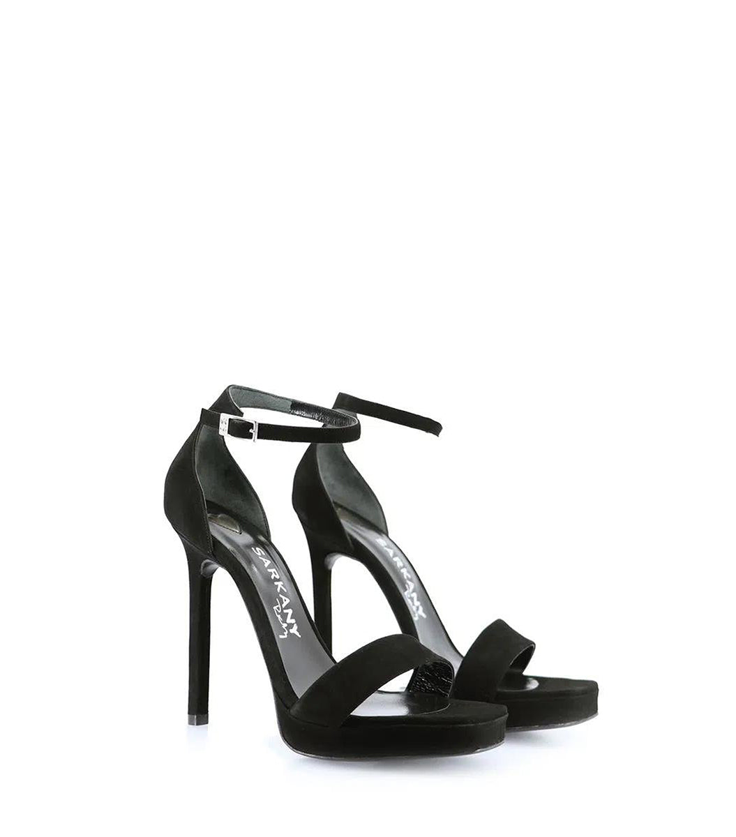 Elegant Black Suede Platform Sandals Barbi