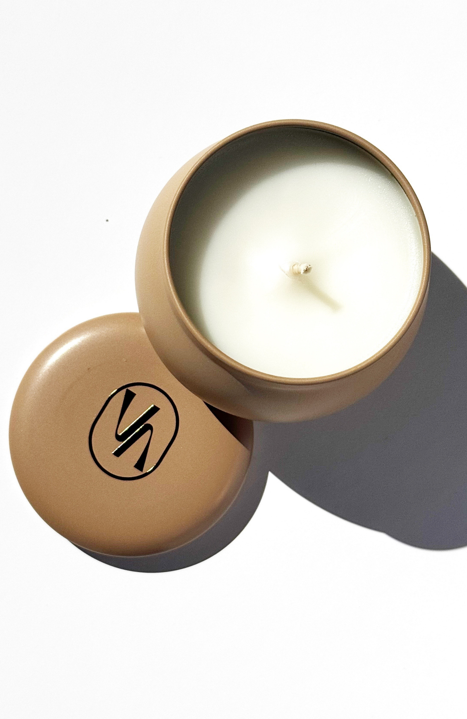 Mini Scented Travel Candle with Cotton Wick in Ganja Suede