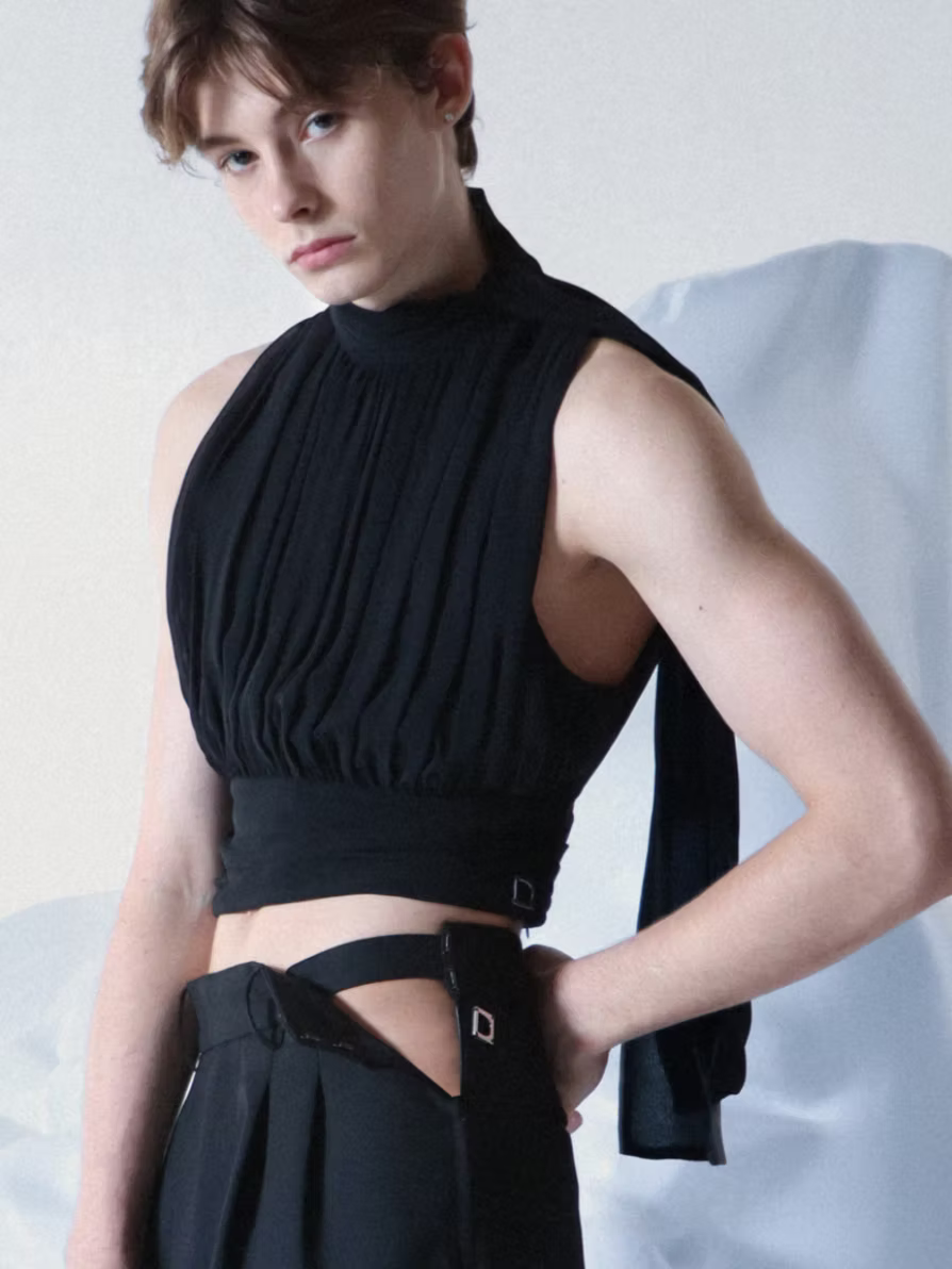 Black Silk Chiffon “Artemis” Top