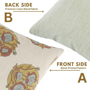 Decorative Block Print Linen Blend Pillow Cover -  Sandhya Pushp