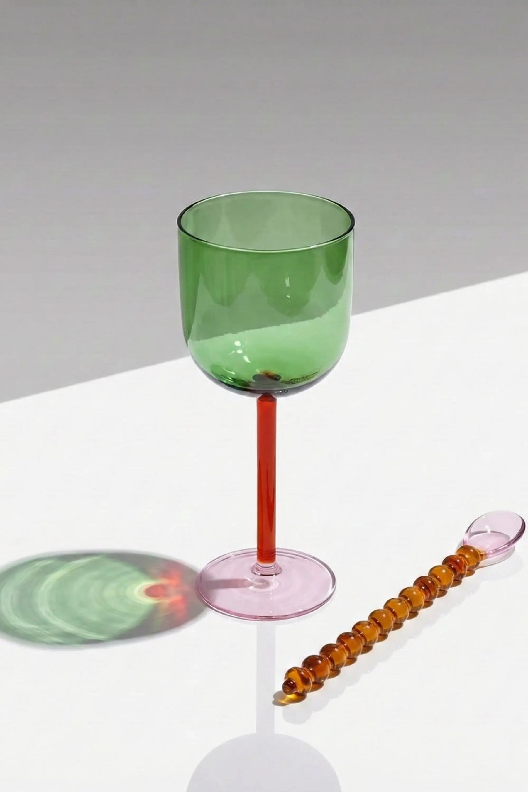 Color Pop Wine Glass - Green (set Of 2), 7.5 X 2.8 Inches