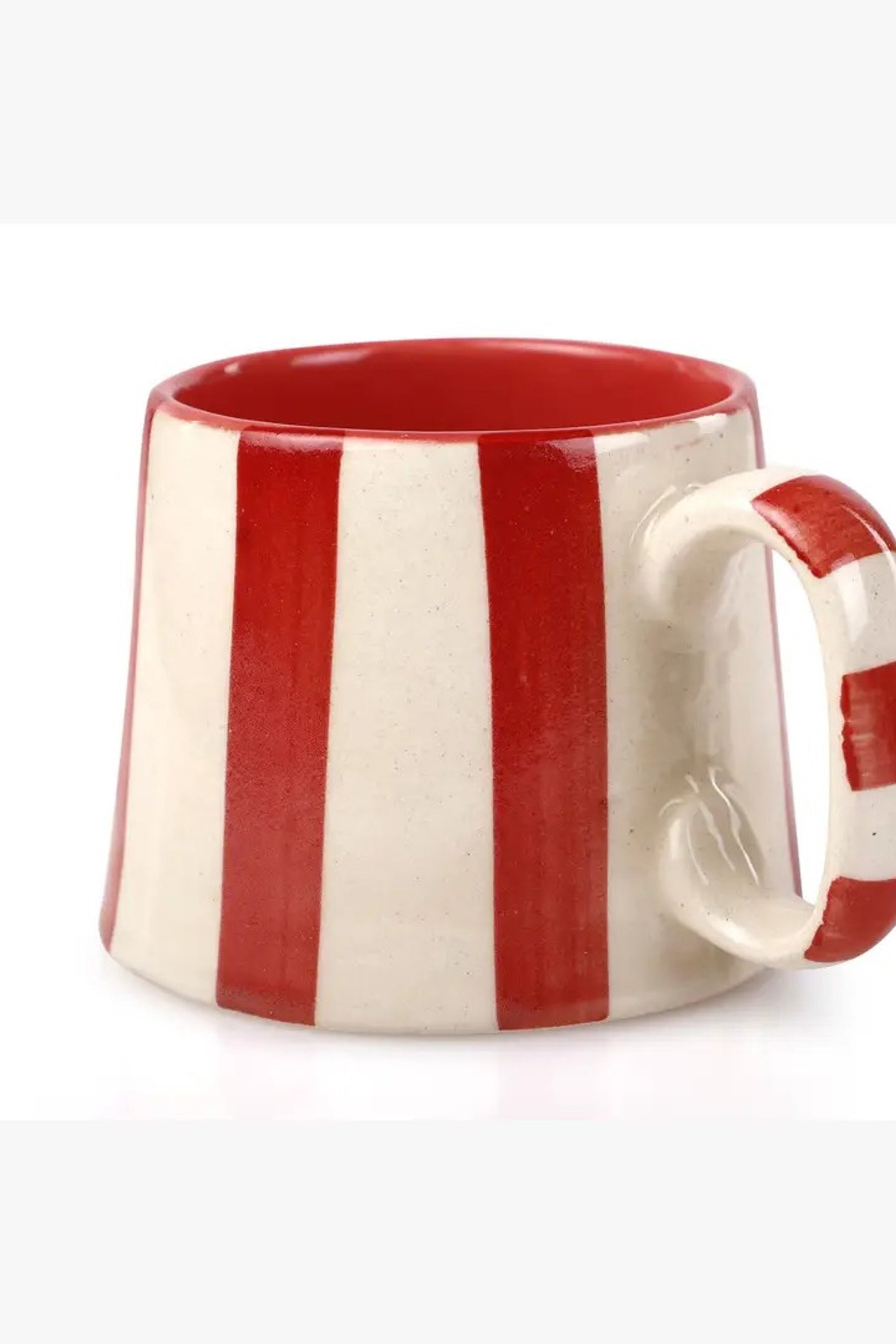 Ceramic Red Stripe Coffee Cup- 220ml (set Of 2)