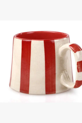 Ceramic Red Stripe Coffee Cup- 220ml (set Of 2)