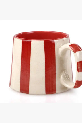 Ceramic Red Stripe Coffee Cup- 220ml (set Of 2)