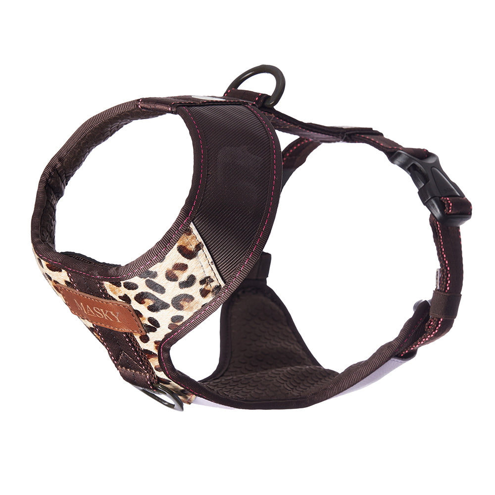 Premium Leather Easy Fit No-Pull Harness ~ Animal Print & Lilac